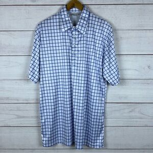 Collars & Co White & Blue Polo Short Sleeve Dress Shirt Mens XL